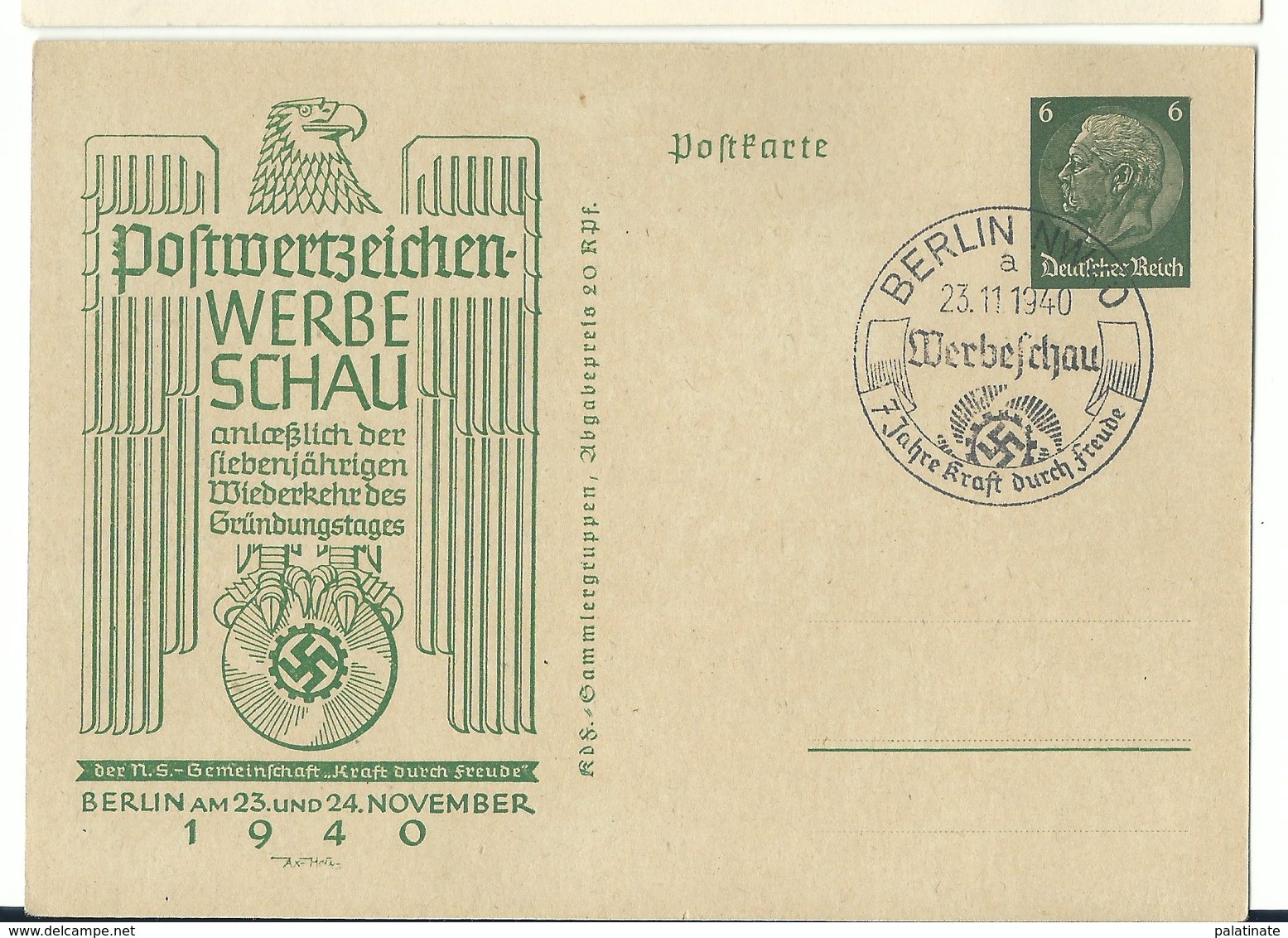 Deutsches Reich Privat-Ganzsache Postwertzeichen-Werbeschau 1940 Sonderstempel - Sonstige & Ohne Zuordnung