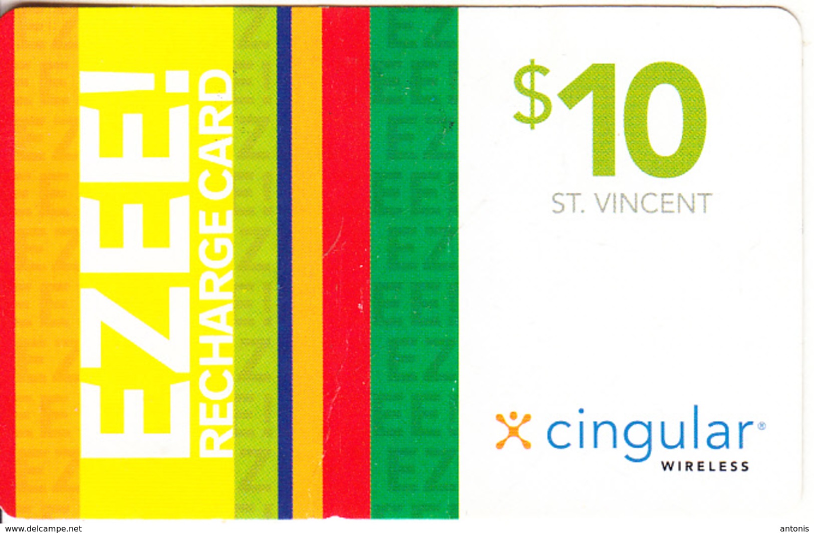 ST. VINCENT & THE GRENADINES - Ezee, X Cingular Recharge Card $10, Used - St. Vincent & The Grenadines