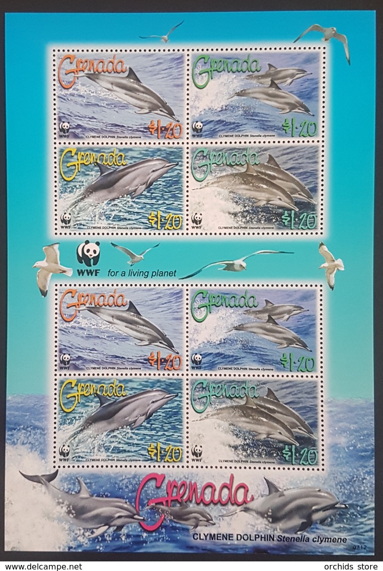 DE23 - Grenada WWF Clymene Dolphin Full Sheetlet MNH SG#5288-5291 - Grenada (1974-...)