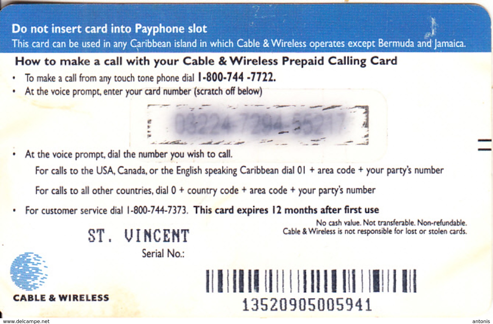 ST. VINCENT & THE GRENADINES - Artwork, C&W Prepaid Card EC$15, Used - St. Vincent & Die Grenadinen