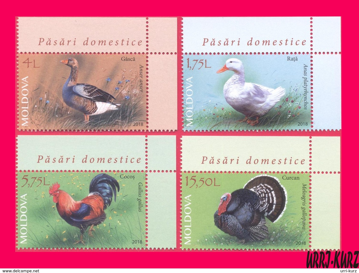 MOLDOVA 2018 Nature Fauna Birds Farm Domestic Poultry Goose Duck Rooster Turkey Gobbler 4v Mi1057-1060 Sc993-996 MNH - Moldova