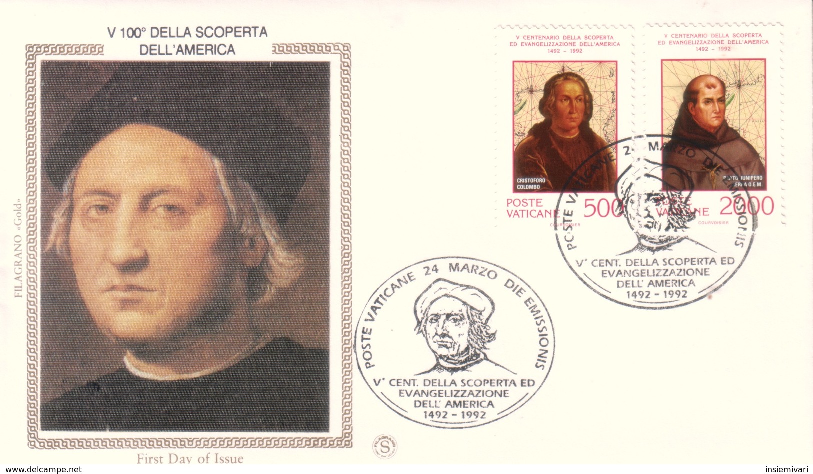 VATICANO 1992 - FDC Filagrano - 500° Scoperta Dell'america Colombo - FDC