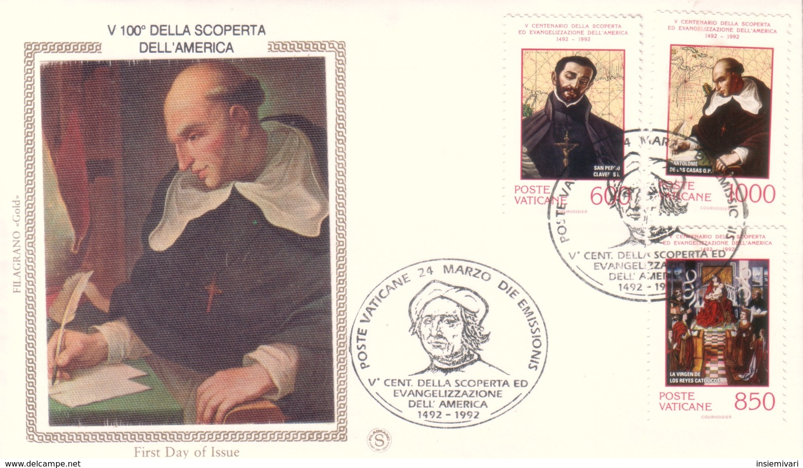 VATICANO 1992 - FDC Filagrano - 500° Scoperta Dell'america Colombo - FDC