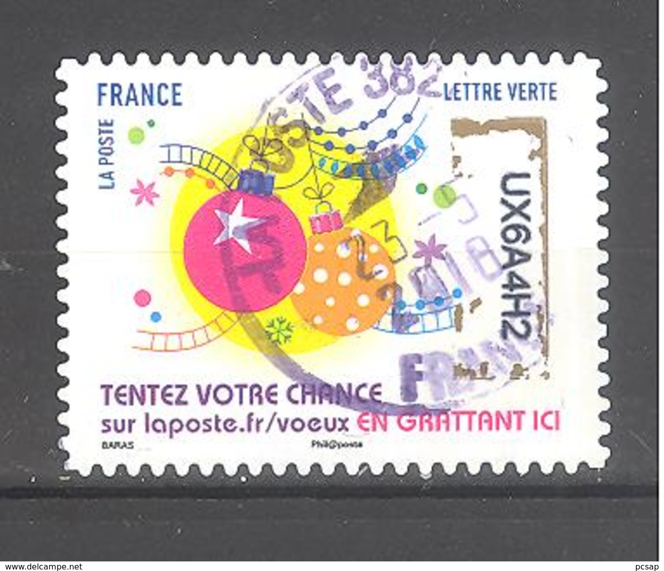 France Autoadhésif Oblitéré N°1494 (Timbres De Voeux) (cachet Rond) - Oblitérés