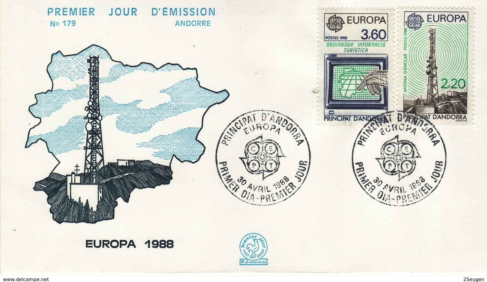 FRENCH ANDORRA  1988 EUROPA CEPT   FDC - 1988