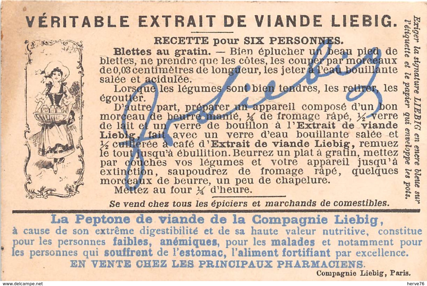 Chromo LIEBIG -  Baronne - Femme (recette Au Verso) - Liebig