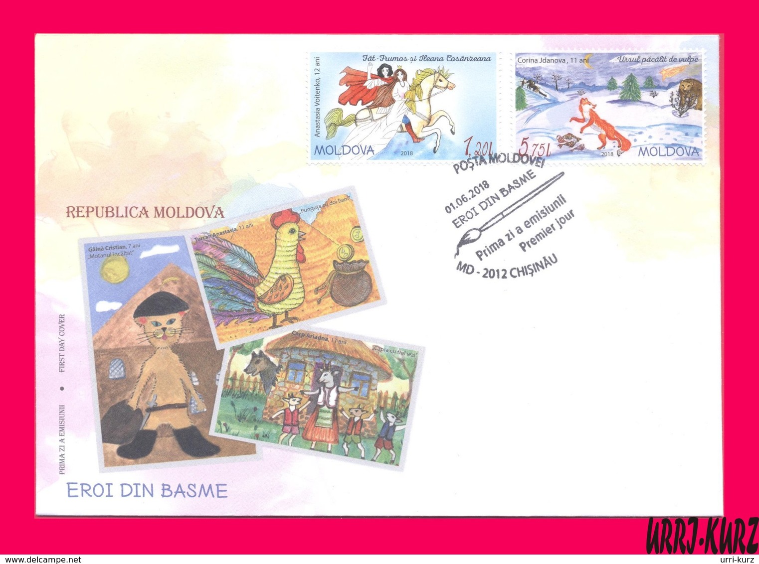 MOLDOVA 2018 Art Paintings Fairy Tales In Children Drawings Childrens Day Mi1051-1052 Sc987-988 FDC - Fairy Tales, Popular Stories & Legends