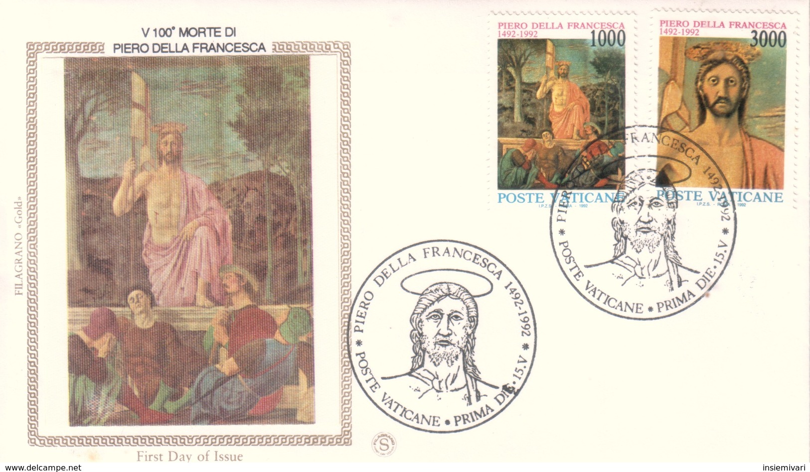 FDC VATICANO 15-5-1992 PIERO DELLA FRANCESCA MORTE RESURREZIONE DI CRISTO. - FDC