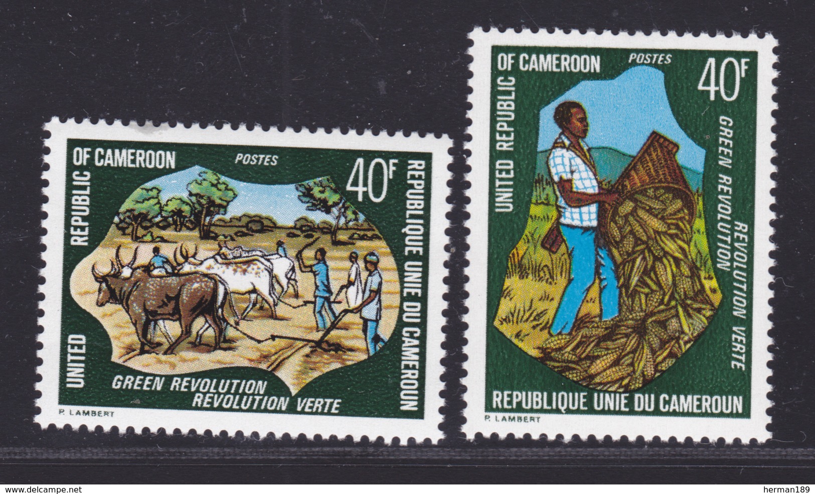 CAMEROUN N°  594 & 595 ** MNH Neufs Sans Charnière, TB (D8035) Révolution Verte - 1975 - Kamerun (1960-...)