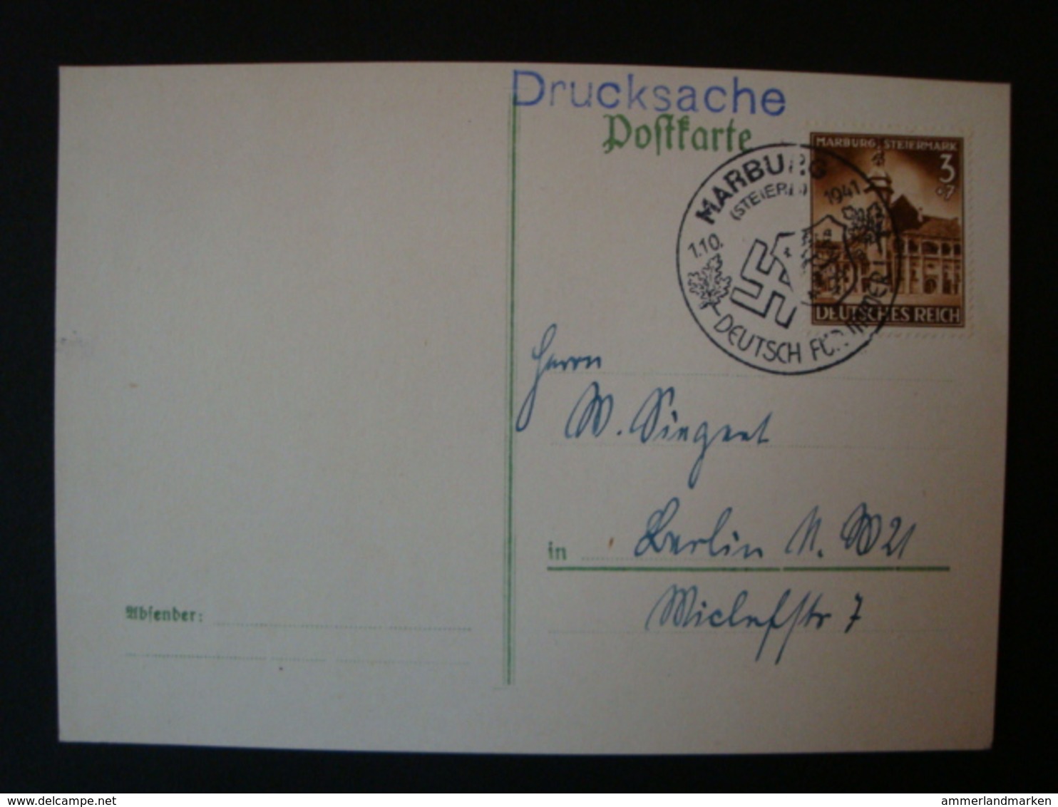 Deutsches Reich Postkarte Mit Sonderstempel, Marburg Deutsch Für Immer 1941 - Briefe U. Dokumente