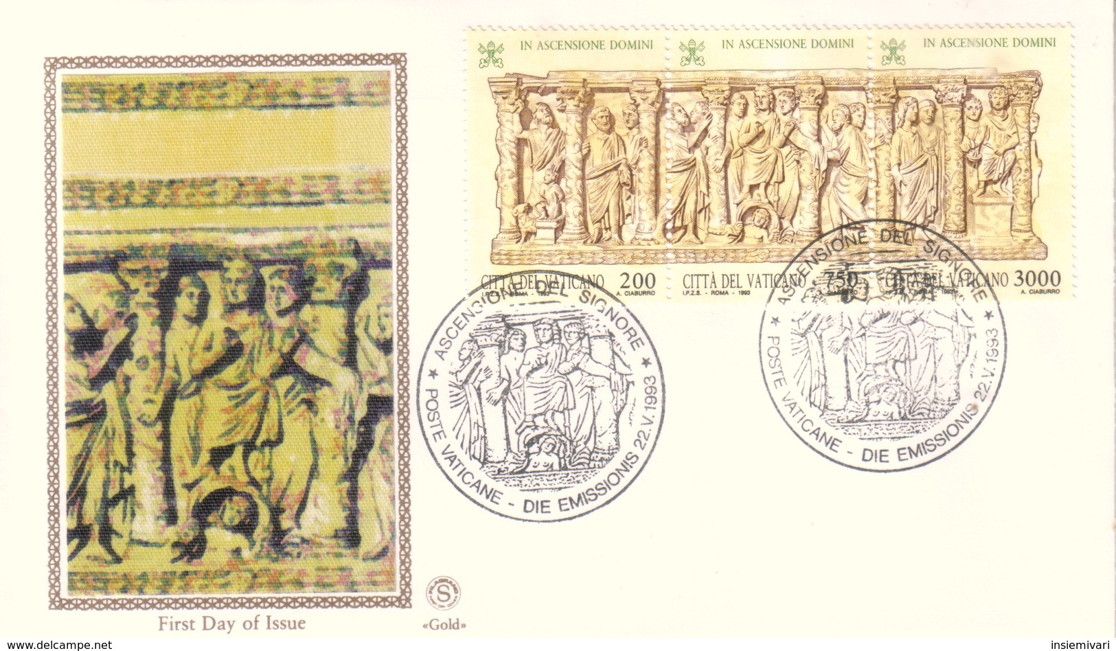 VATICANO - 1993 - Ascensione Del Signore - Trittico Su FDC Filigrano. - FDC