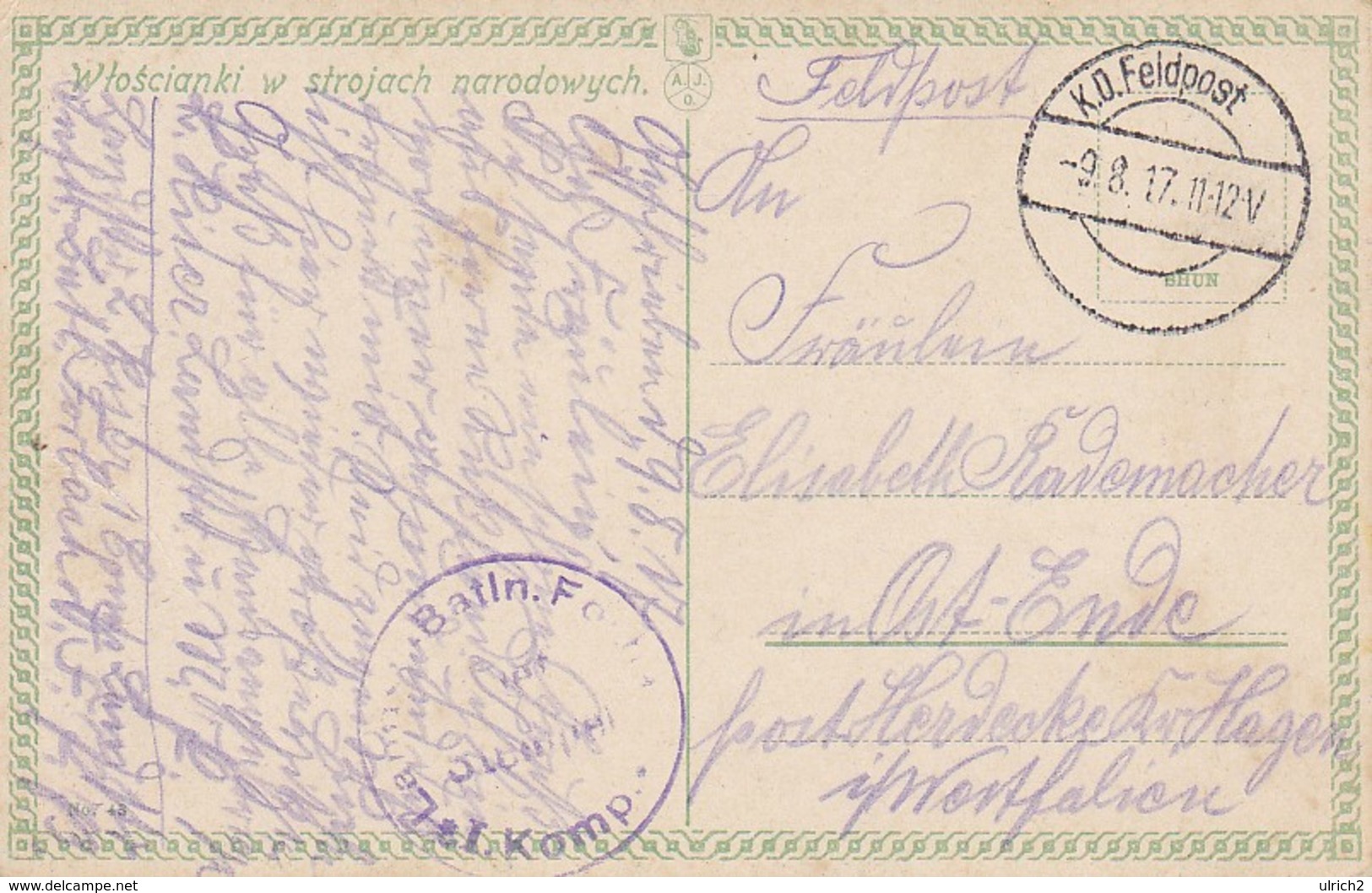 AK Polen - Bauern In Nationaltracht - Włościanki W Strojach Narodowych - Feldpost Landst.-Batln. Forbach - 1917 (38446) - Europa
