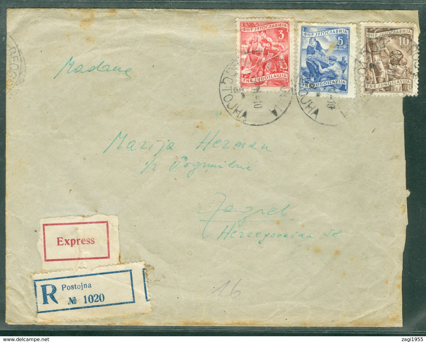 Yugoslavia 1951 Ambulance Bahnpost Railway Mail Ljubljana - Beograd 3 Rijeka - Postojna Letter - Covers & Documents