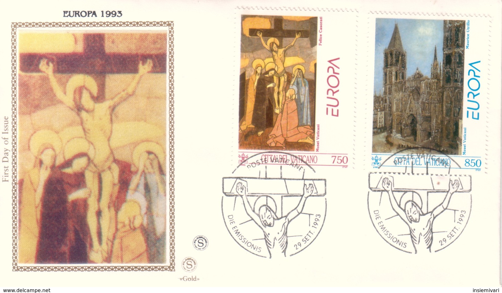 FDC VATICANO 1993 Filagrano Unif. 971/2 Europa Arte Contemporanea. - FDC