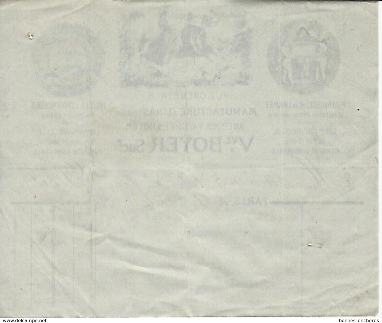 PARIS 1879 Superbe Et Rare  Entête  VEUVE BOYER FOUETS ET CRAVACHES Pour MASSON Sellier à Paris B.E. VOIR SCANS - 1800 – 1899