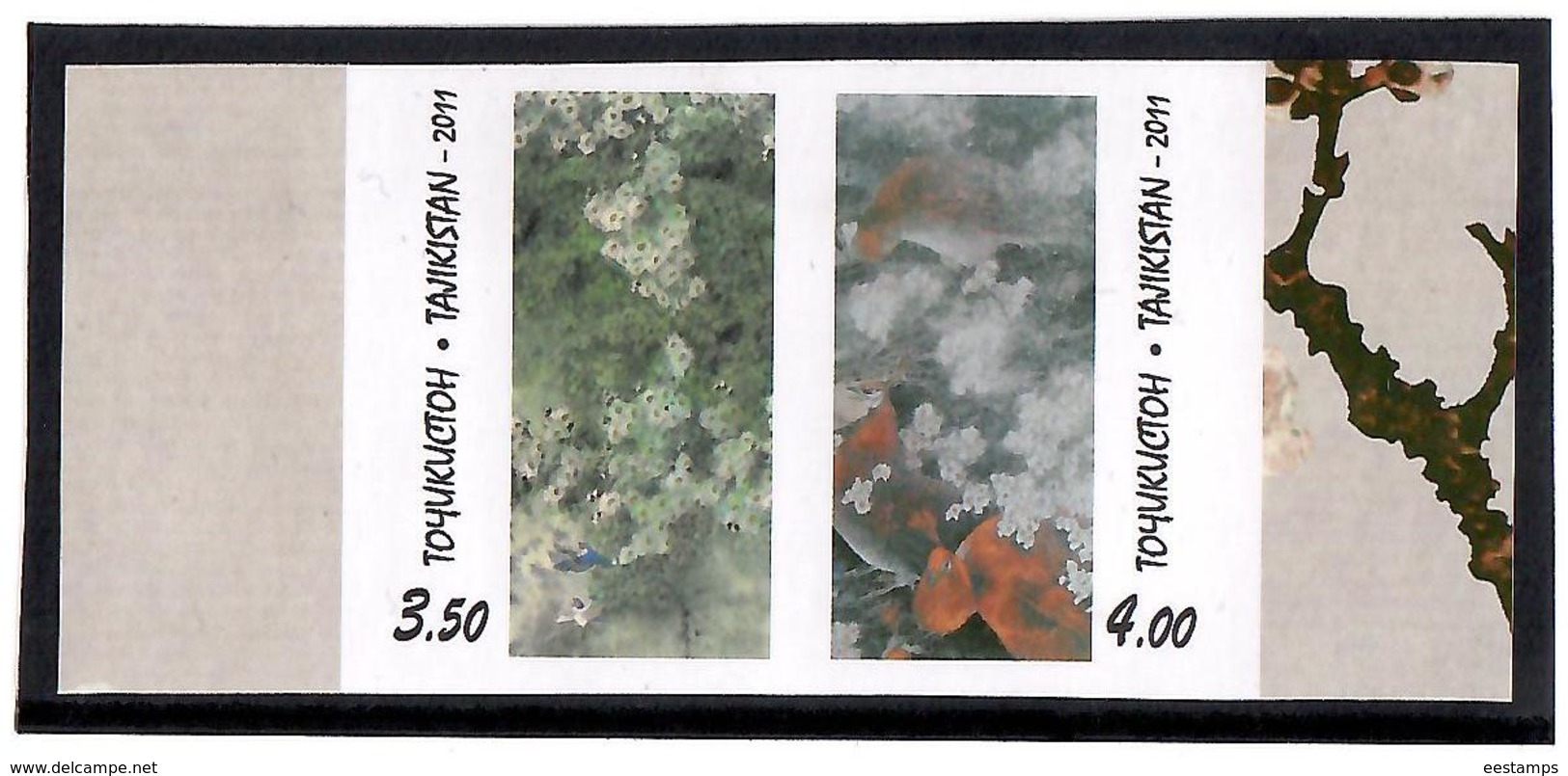 Tajikistan.2011 Apricot Blossom. Imperf Pair Of 2v: 3.50, 4.00  Michel # 577-78b - Tajikistan