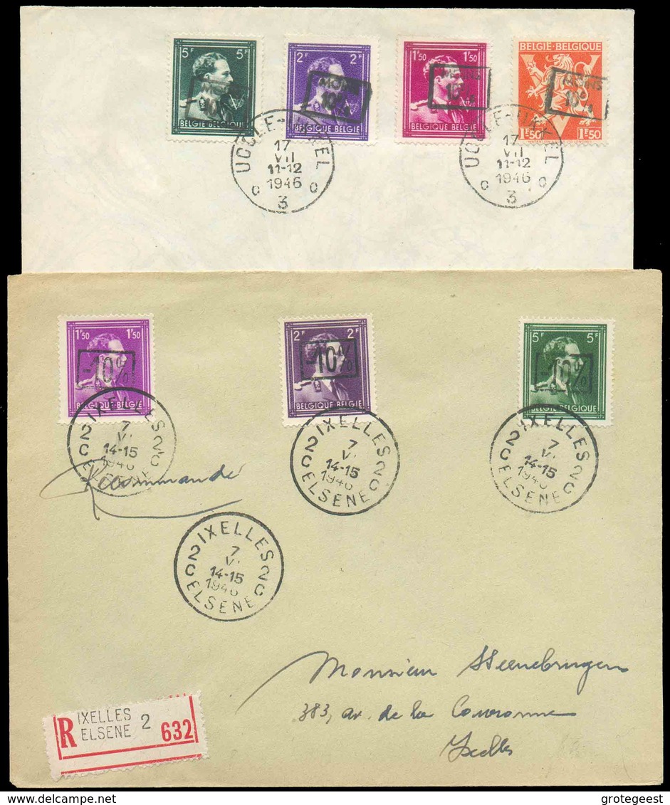 Lot De 2 Lettres Recommandées -10%; L'une Affr. N°724B/F D'IXELLES 2, La Seconde Affr. N°724K-N/P D'UCCLE 3. - TB - 1400 - 1946 -10%