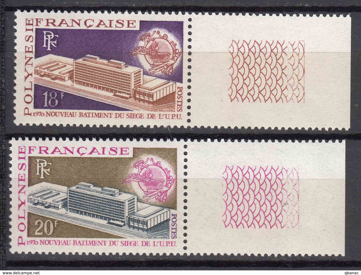 French Polynesia Polinesie UPU Omnibus 1970 Mi#111-112 Yvert#80-81 Mint Never Hinged - Unused Stamps