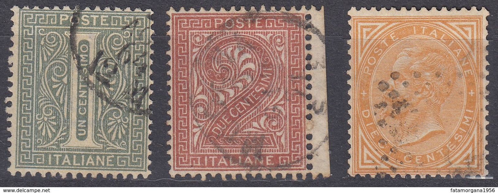 ITALIA - 1863 - Lotto Di Tre Valori Usati: Yvert 12, 13 E 15, Come Da Immagine. - Oblitérés