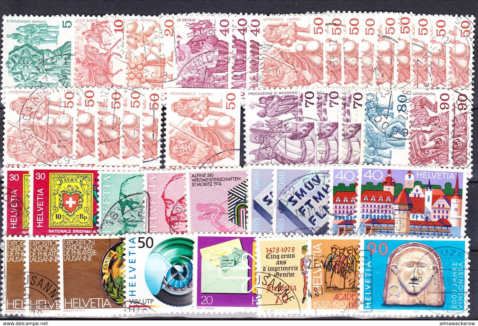 2018-0271 Switzerland big lot of used o stamps, see all detailed scans!