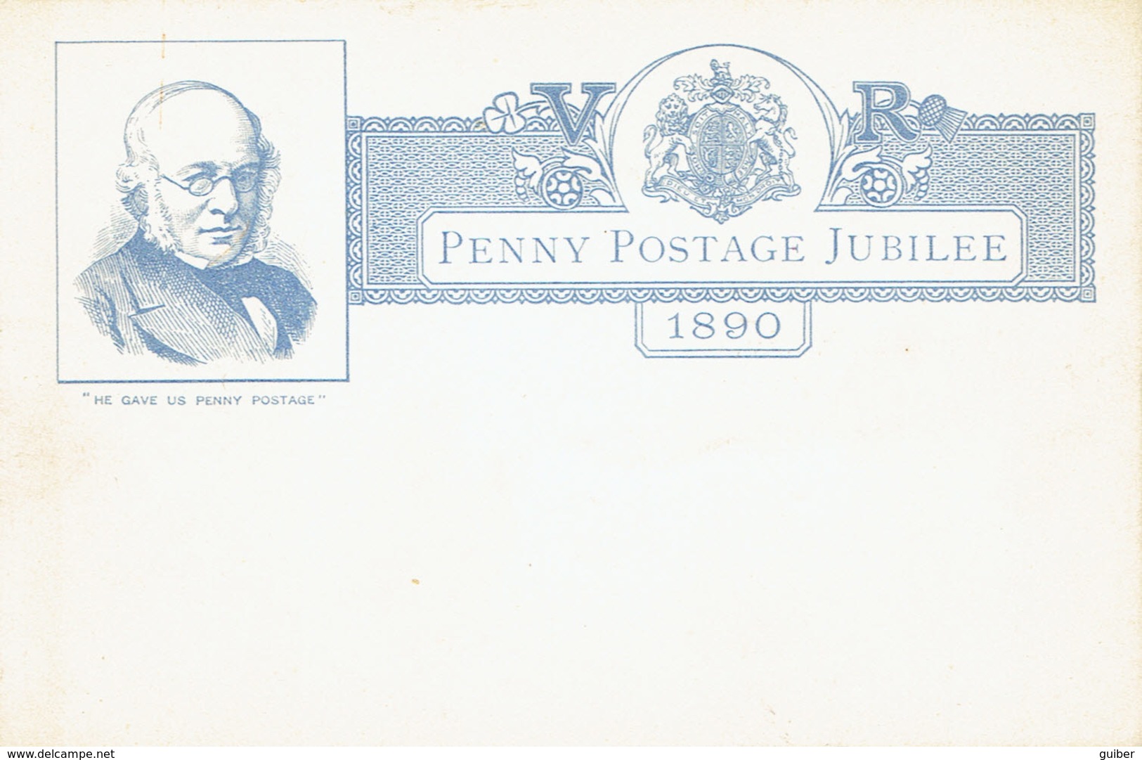 Penny Postage Jubilee 1890 He Gave Us Penny Postage Cartonnée 130X85mm Armoiries V.R. - Altri & Non Classificati