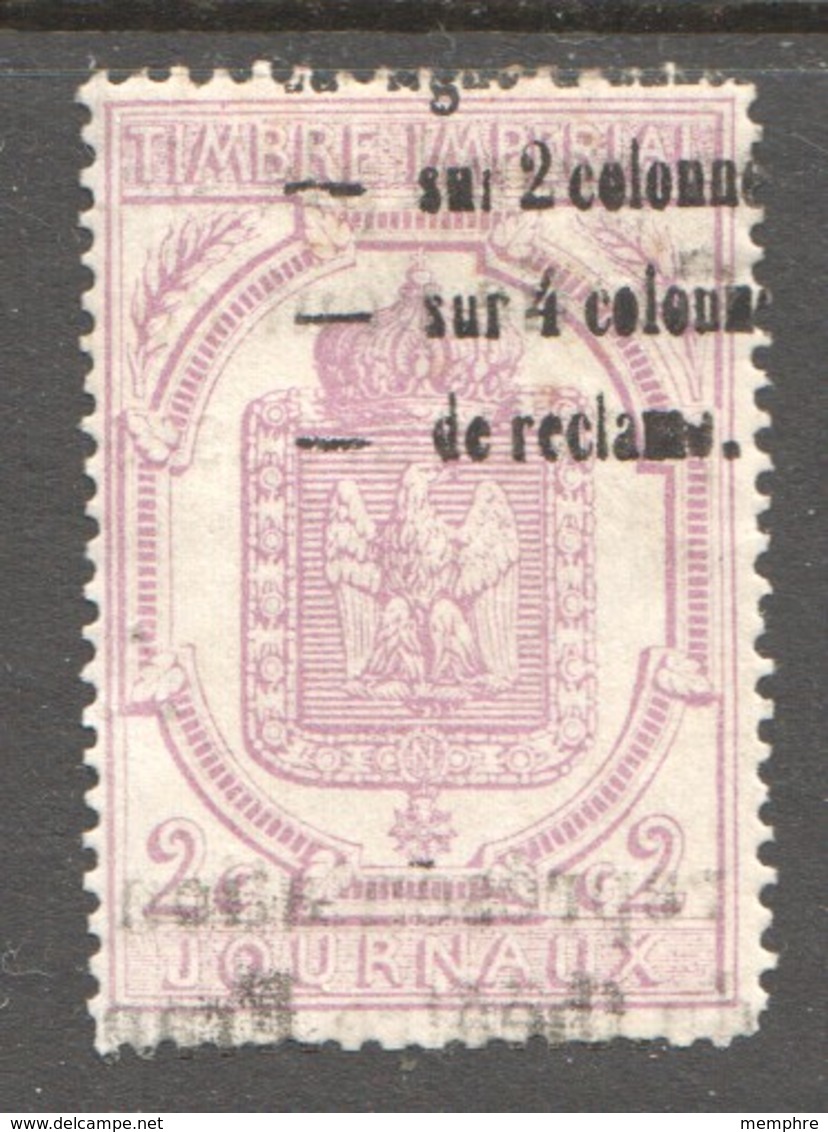 1869  Timbre Journal Dentelé 2c. Violet Yv7 - Oblitération Typographique - Giornali