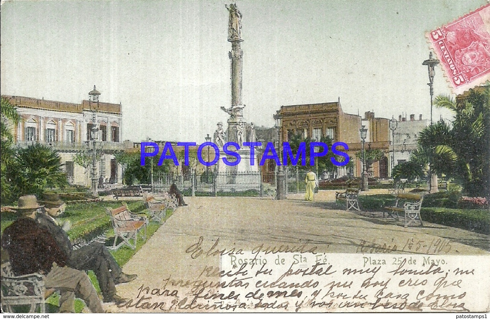 105712 ARGENTINA ROSARIO SANTA FE SQUARE PLAZA 25 DE MAYO YEAR 1905 POSTAL POSTCARD - Bolivie