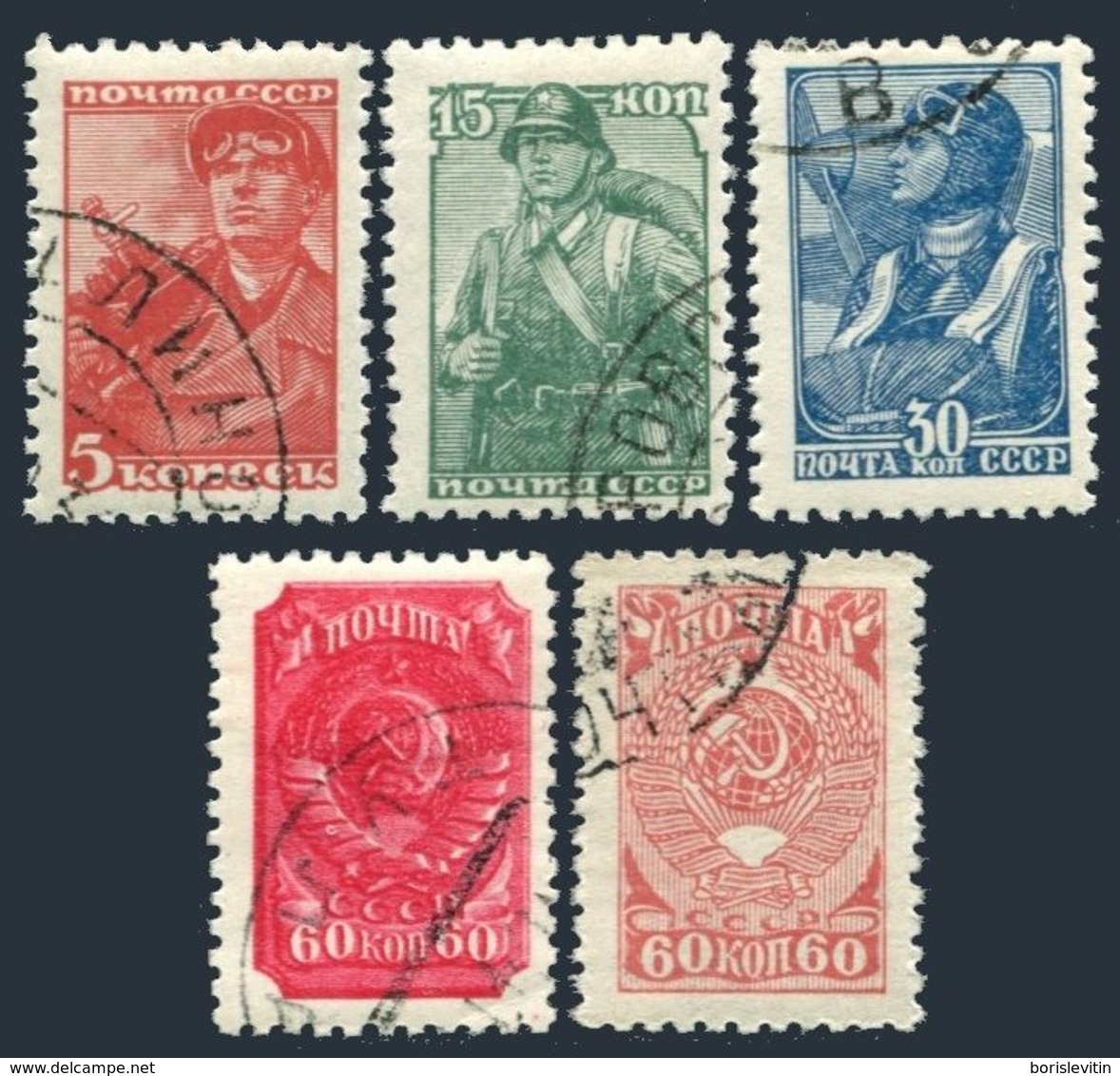 Russia 734-738,CTO.Michel 676-IA,679-IA,682-IA,684-IVA,855, Definitive 1939-1943 - Gebraucht