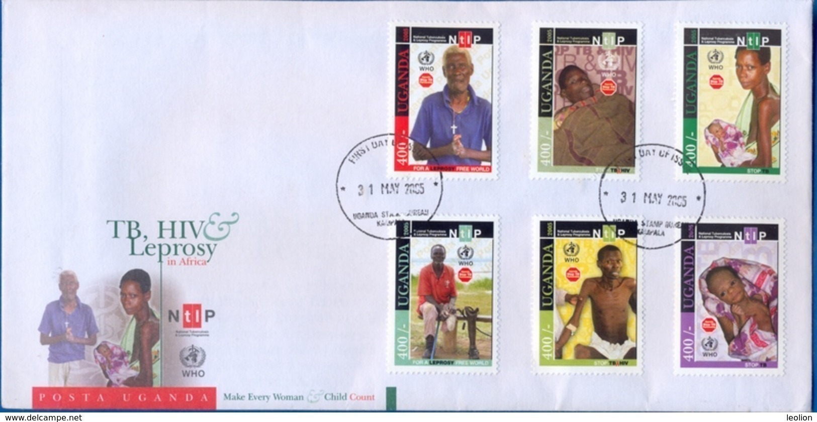 UGANDA FDC 2005 National TB, HIV And Leprosy Program First Day Of Issue # 105 - Oeganda (1962-...)