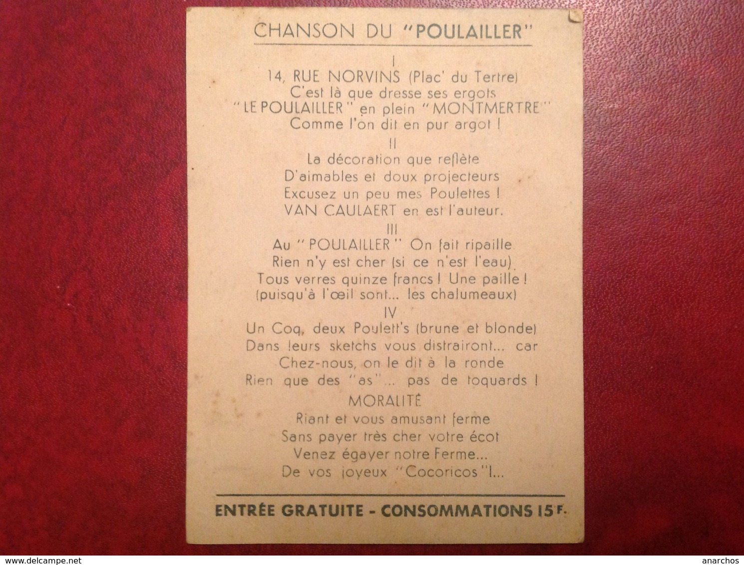 Cabaret Le Poulailler Montmartre French Cancan - Publicités