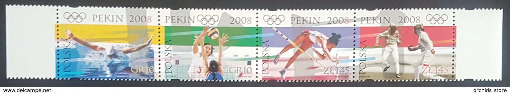 DE23 - POLAND 2008 MNH Complete Set 4v., Olympic Games Beijing China - Unused Stamps