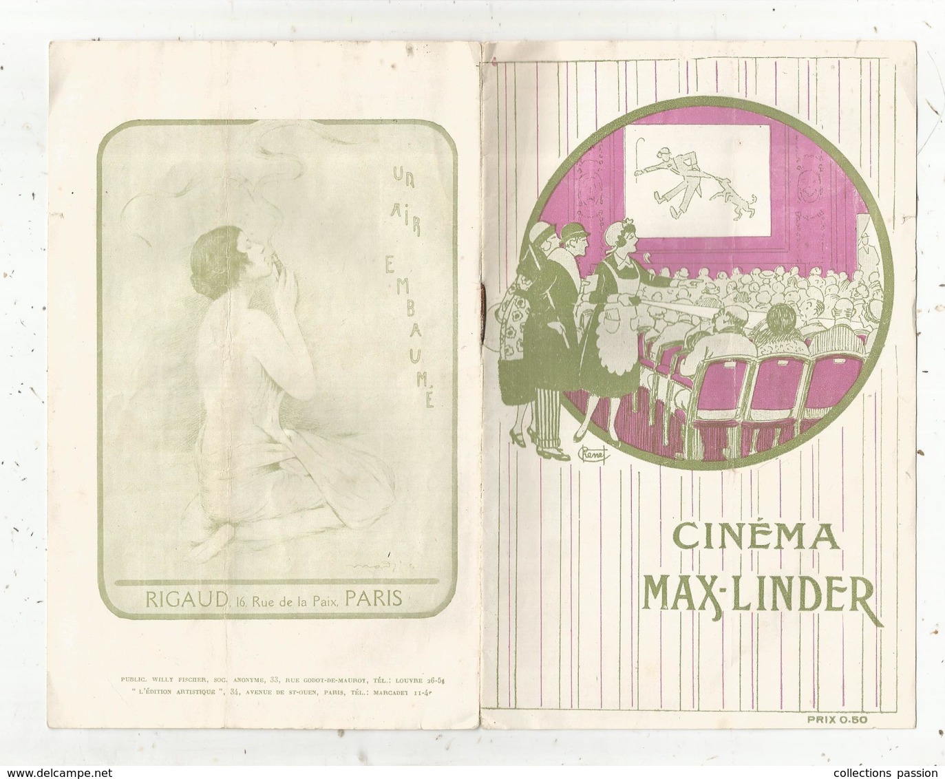 Programme CINEMA MAX-LINDER ,1920 , 8 Pages ,24 Bld. Poissonnière, Paris , 3 Scans,  Frais Fr 1.75 E - Programme