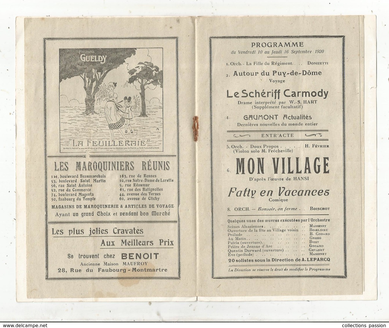 Programme CINEMA MAX-LINDER ,1920 , 8 Pages ,24 Bld. Poissonnière, Paris , 3 Scans,  Frais Fr 1.75 E - Programme