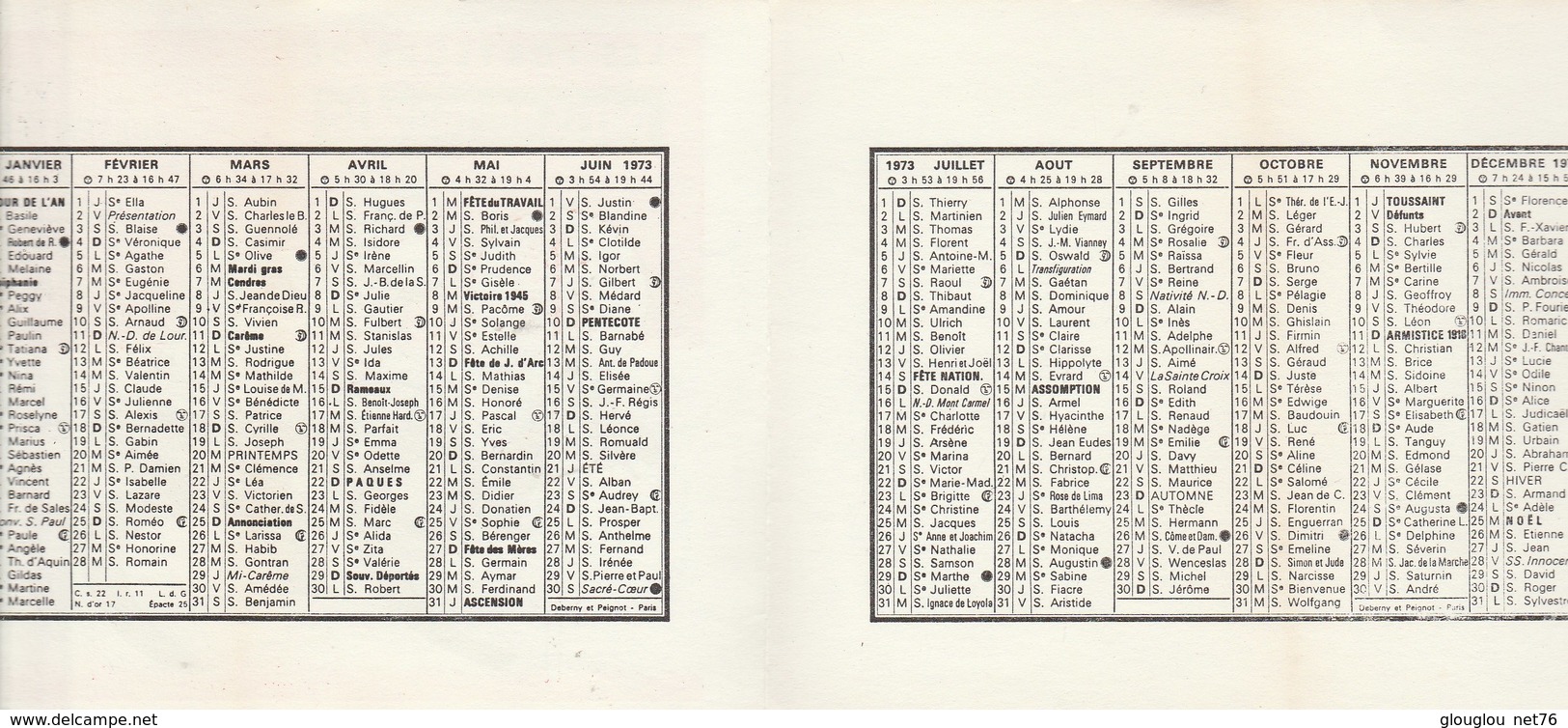 CALENDRIER 1973   LES PORTEURS DE PARIS NORMANDIE - Kleinformat : 1971-80