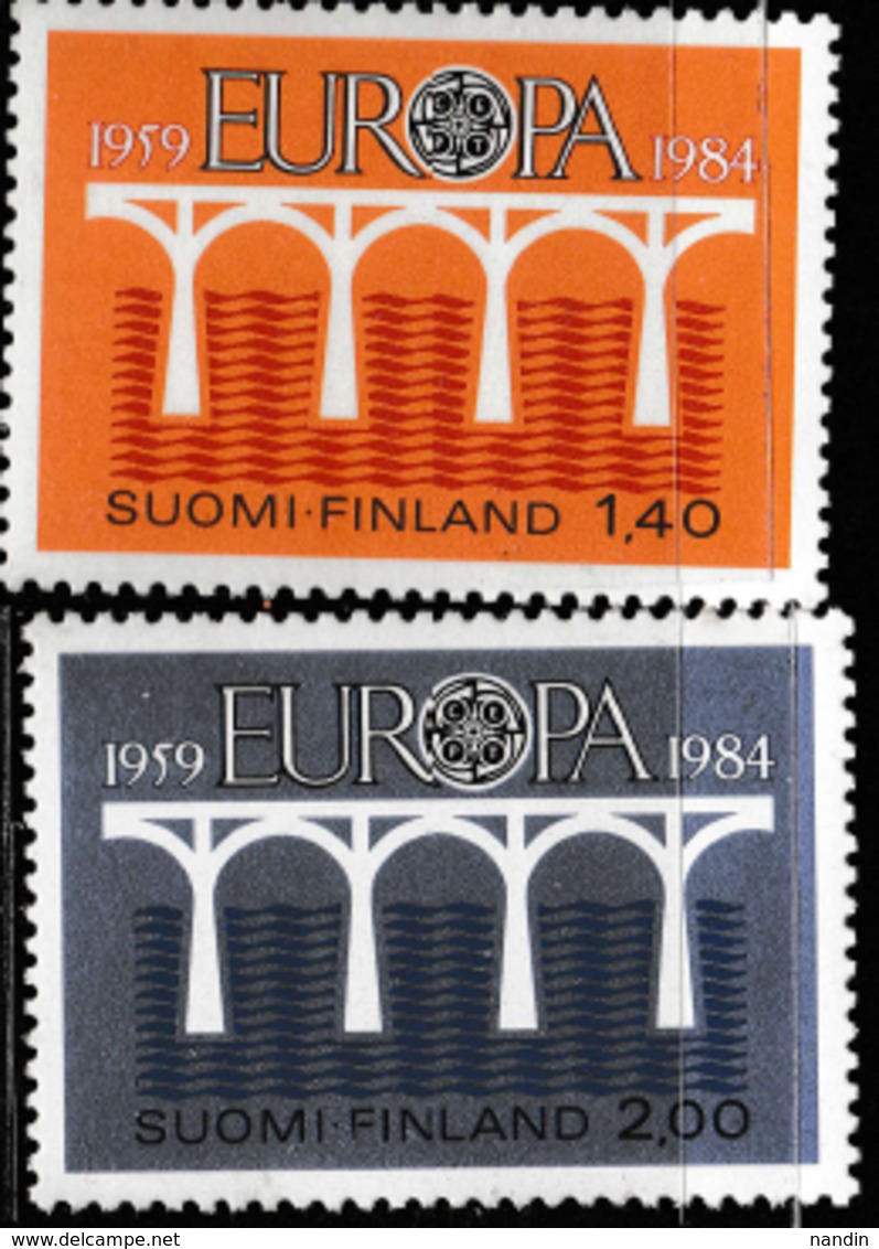 1984 UNUSED STAMP SET ON EUROPA FROM FINLAND /  25TH ANNIVERSARY OF CEPT/COMMON DESIGN- EUROPEAN COOPERATION - 1984