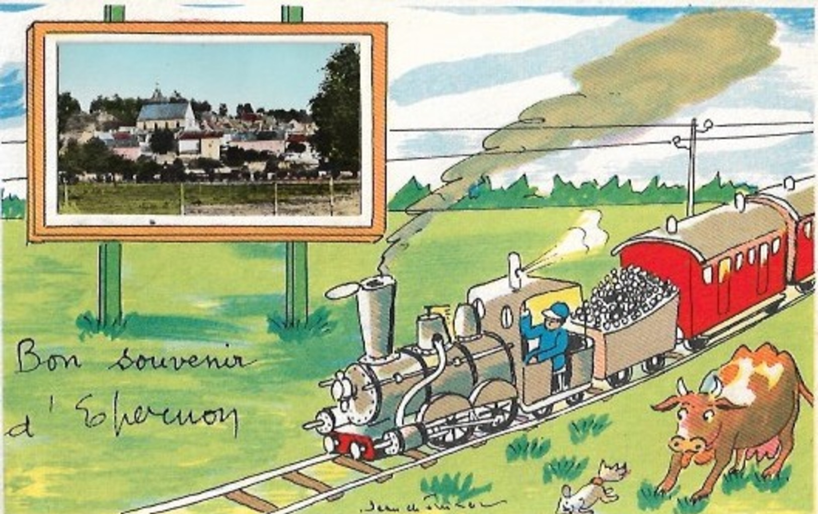 28   EPERNON  :  TRAIN  PAR  UN  ILLUSTRATEUR  ET  PHOTO  .  . - Epernon