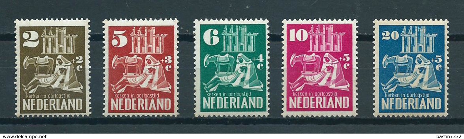 1950 Netherlands Complete Set Kerken In Oorlogstijd Mint Hinged/ongebruikt Met Plakker/neuf Avec Charniere - Ungebraucht