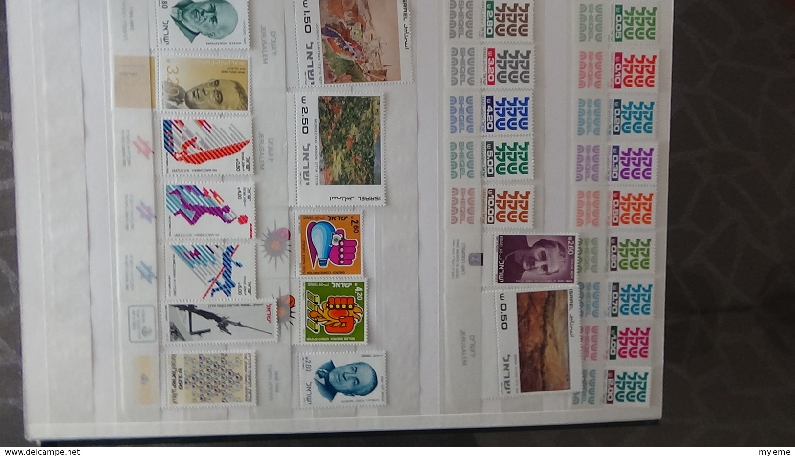 Grosse collection de timbres + blocs + carnets d'Israël tous avec tabs et **. Côte ++ A saisir !!!