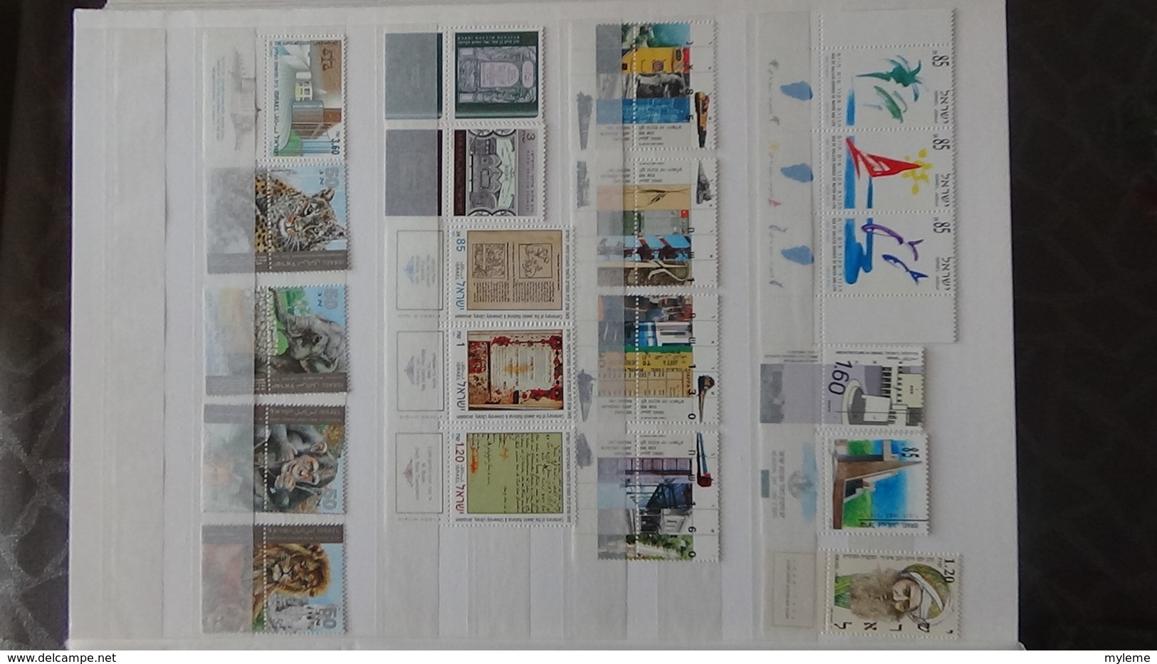 Grosse collection de timbres + blocs + carnets d'Israël tous avec tabs et **. Côte ++ A saisir !!!