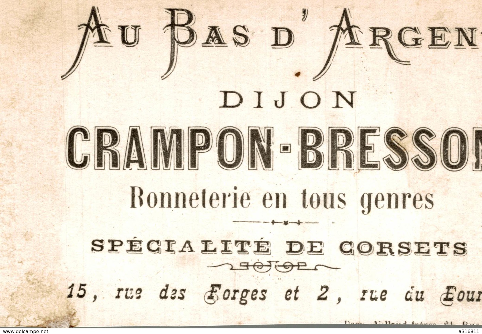 CHROMO AU BAS D ARGENT CRAMPON - BRESSON  A DIJON . IL EST PRIS PAR LES GENDARMES - Otros & Sin Clasificación