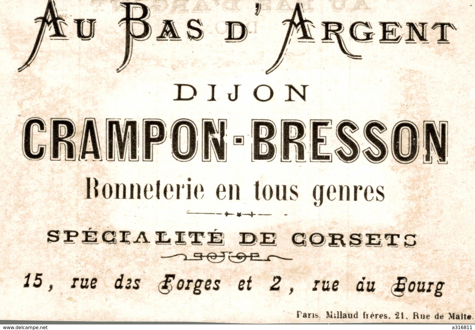 CHROMO AU BAS D ARGENT CRAMPON - BRESSON  A DIJON . QUI LE FAIT COFFRER - Otros & Sin Clasificación