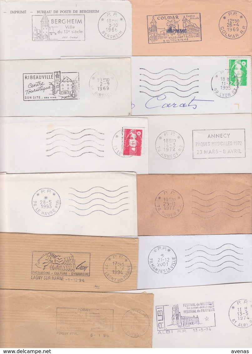 Lot De 89 Documents Lettres Et Devants Avec TàD PP Port Payé Machine à Oblitérer SECAP RBV Et TOSHIBA Dont Sur Timbre - Mechanical Postmarks (Advertisement)