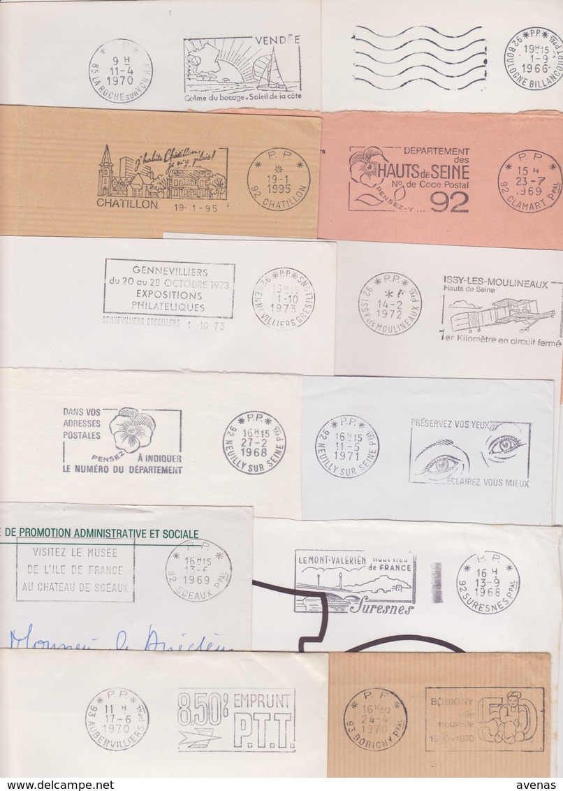 Lot De 89 Documents Lettres Et Devants Avec TàD PP Port Payé Machine à Oblitérer SECAP RBV Et TOSHIBA Dont Sur Timbre - Mechanical Postmarks (Advertisement)