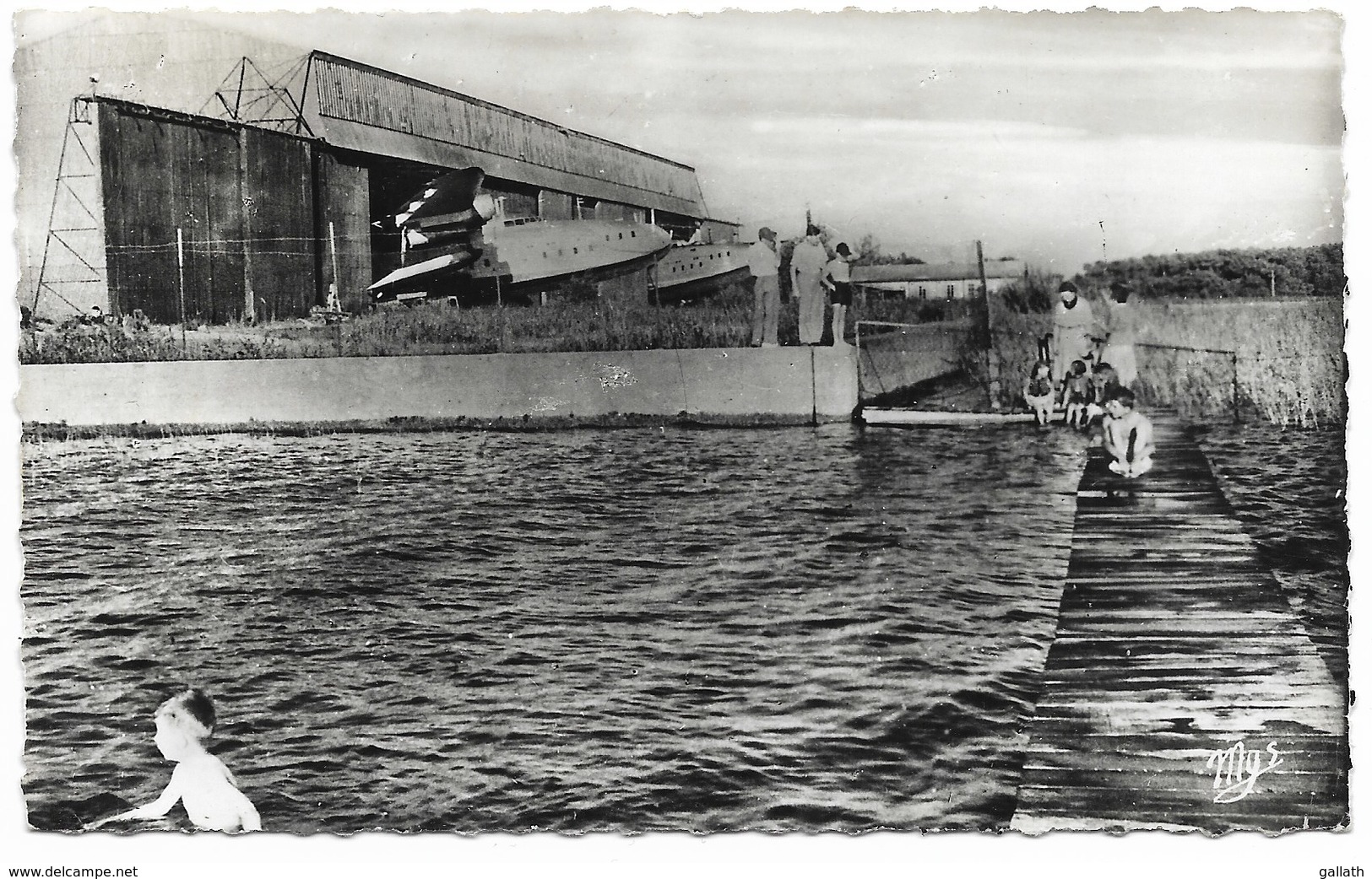 40-BISCARROSSE-La Baignade Et Hangar à Hydravions LATECOERE...  1955  Animé - Biscarrosse