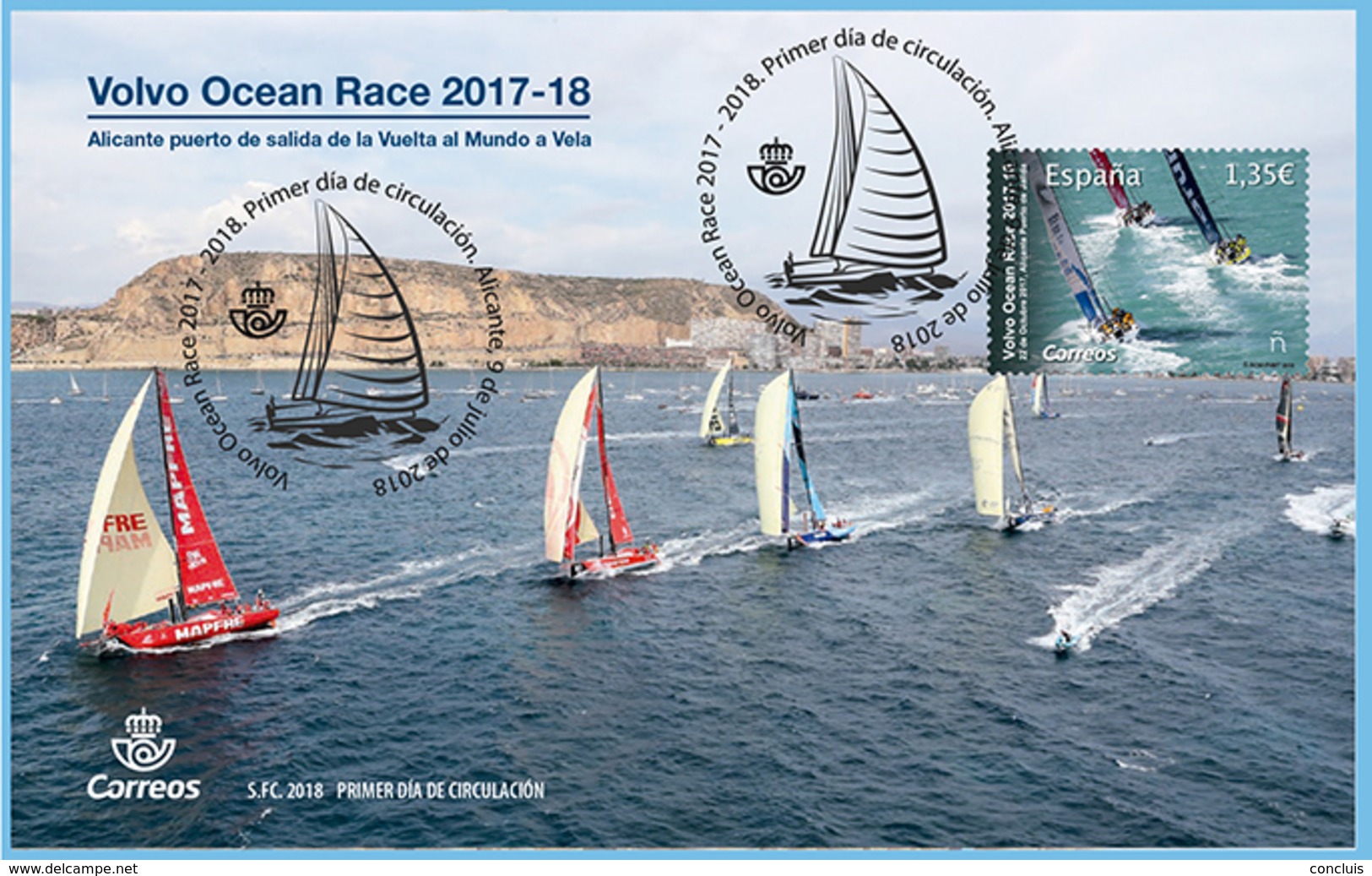 España 2018. Volvo Ocean Race. Sobre Primer Día Circulación. Sello 5243 - FDC