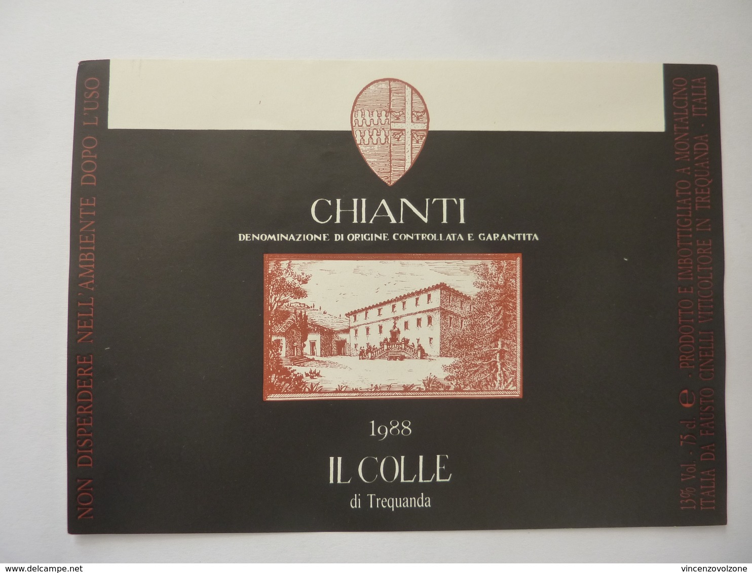 Etichetta "CHIANTI  IL COLLE  1988 Di Trequanda" - Vino Rosso