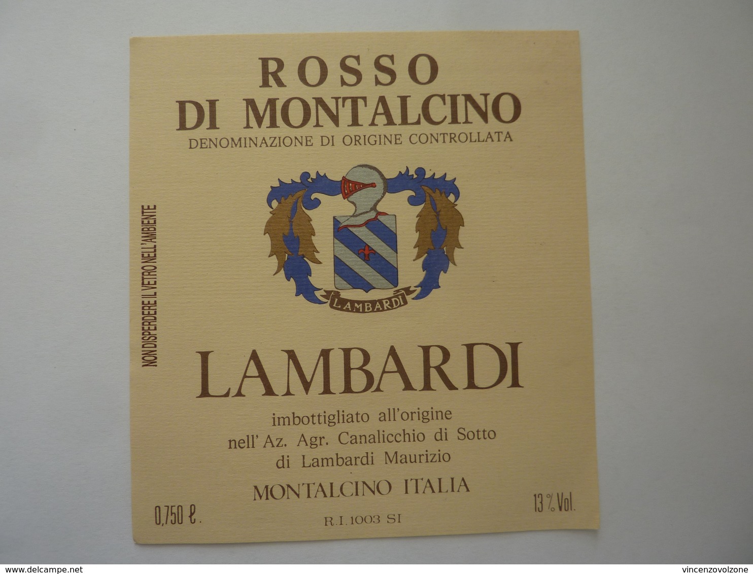 Etichetta "ROSSO DI MONTALCINO LAMBARDI" - Vino Rosso