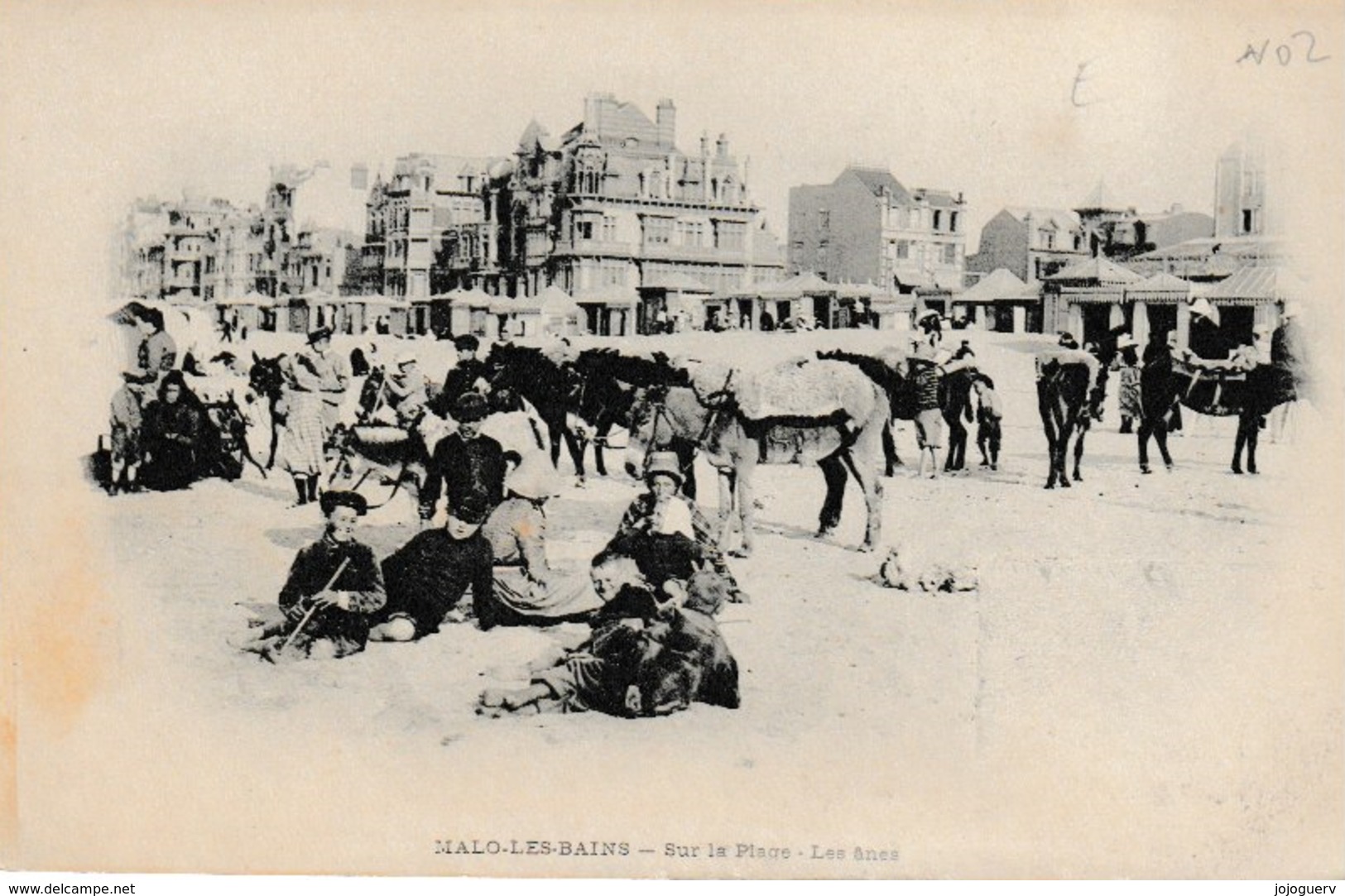 Malo Les Bains Dunkerque Vue De La Plage , Les ânes ; éditeur Falciny Avant 1902 - Malo Les Bains