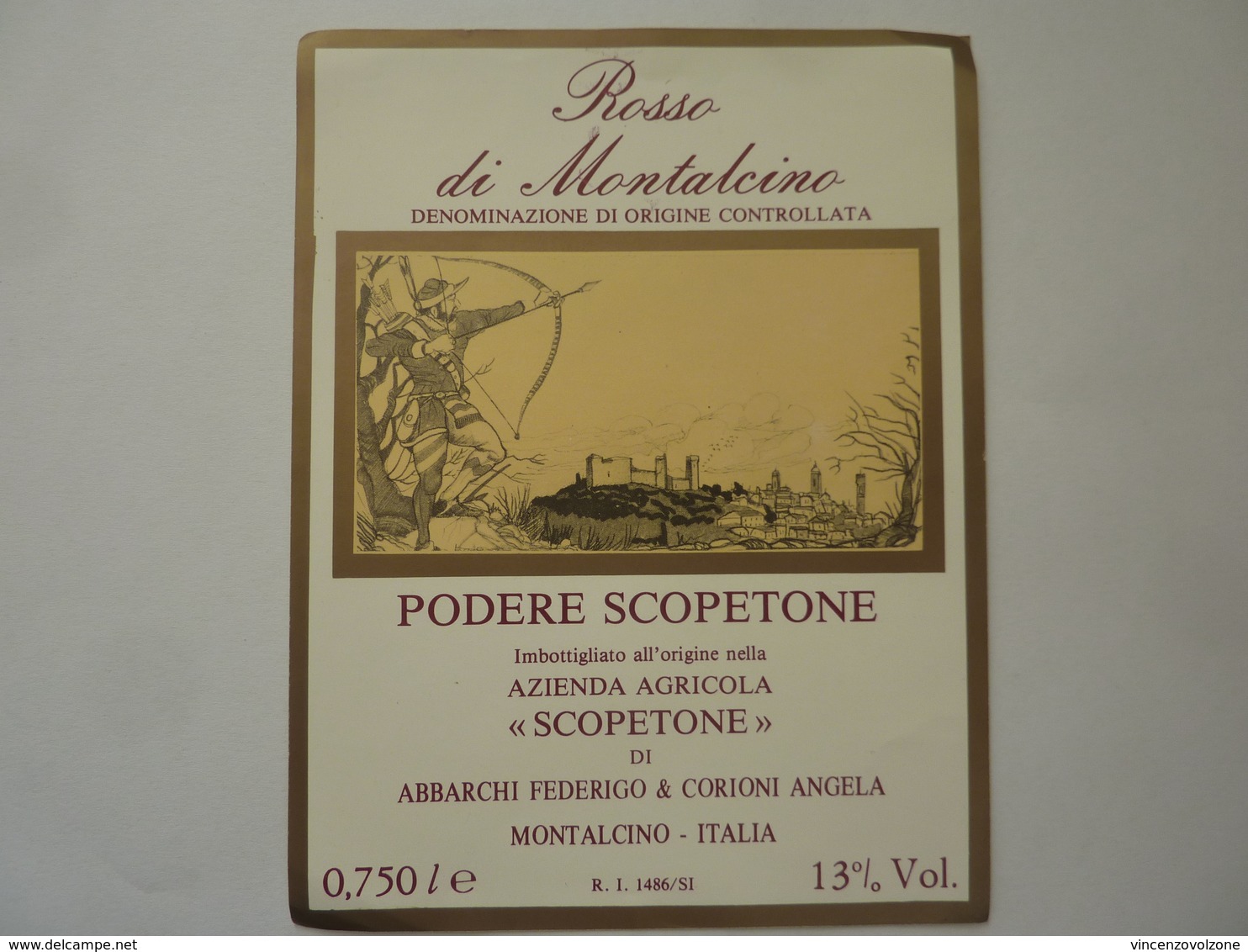 Etichetta "Rosso Di Montalcino PODERE SCOPETONE Azienda Agricola SCOPETONE" - Vino Rosso