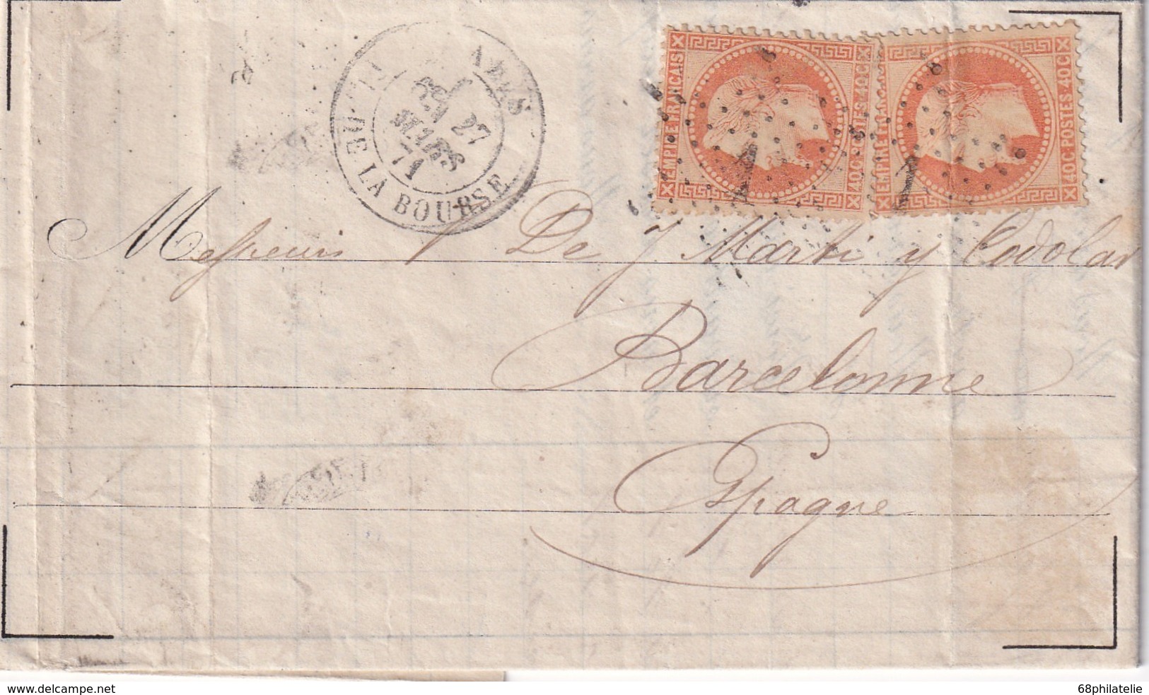 FRANCE 1871 LETTRE DE PARIS POUR BARCELONE - 1849-1876: Période Classique